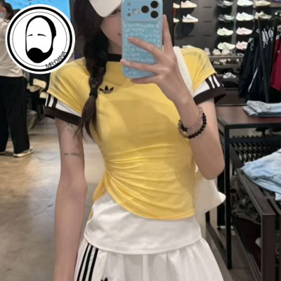 Adidas三叶草26年夏季女子宋雨琦同款运动短袖T恤KW4528 KW4527