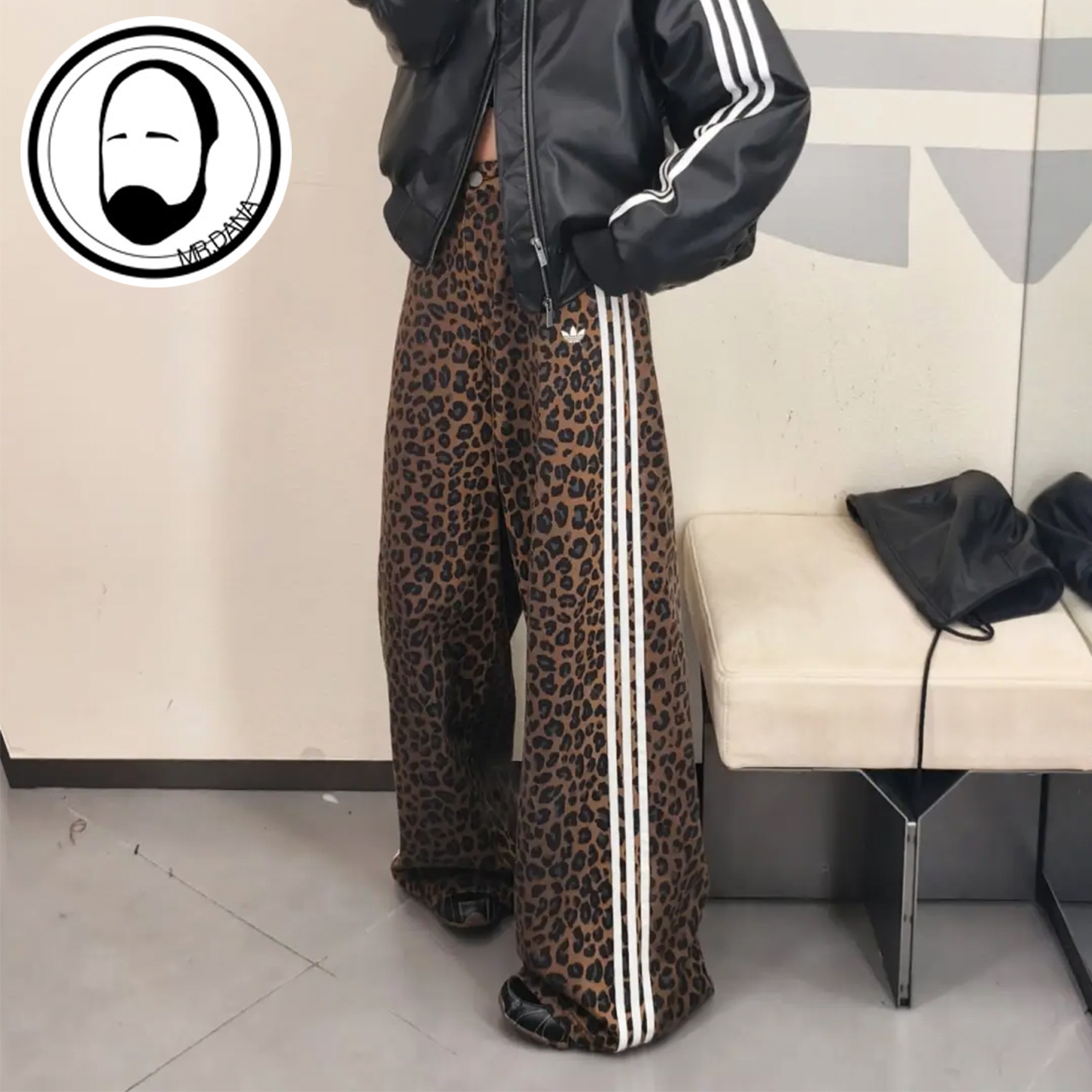 Adidas阿迪达斯三叶草女子豹纹DNM LOOSE运动休闲长裤KA2680