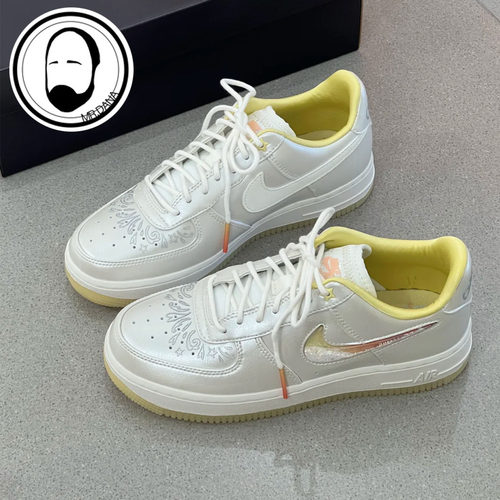 Nike/耐克Air Force 1 AF1女鞋白黄时尚百搭低帮板鞋IR8218-118