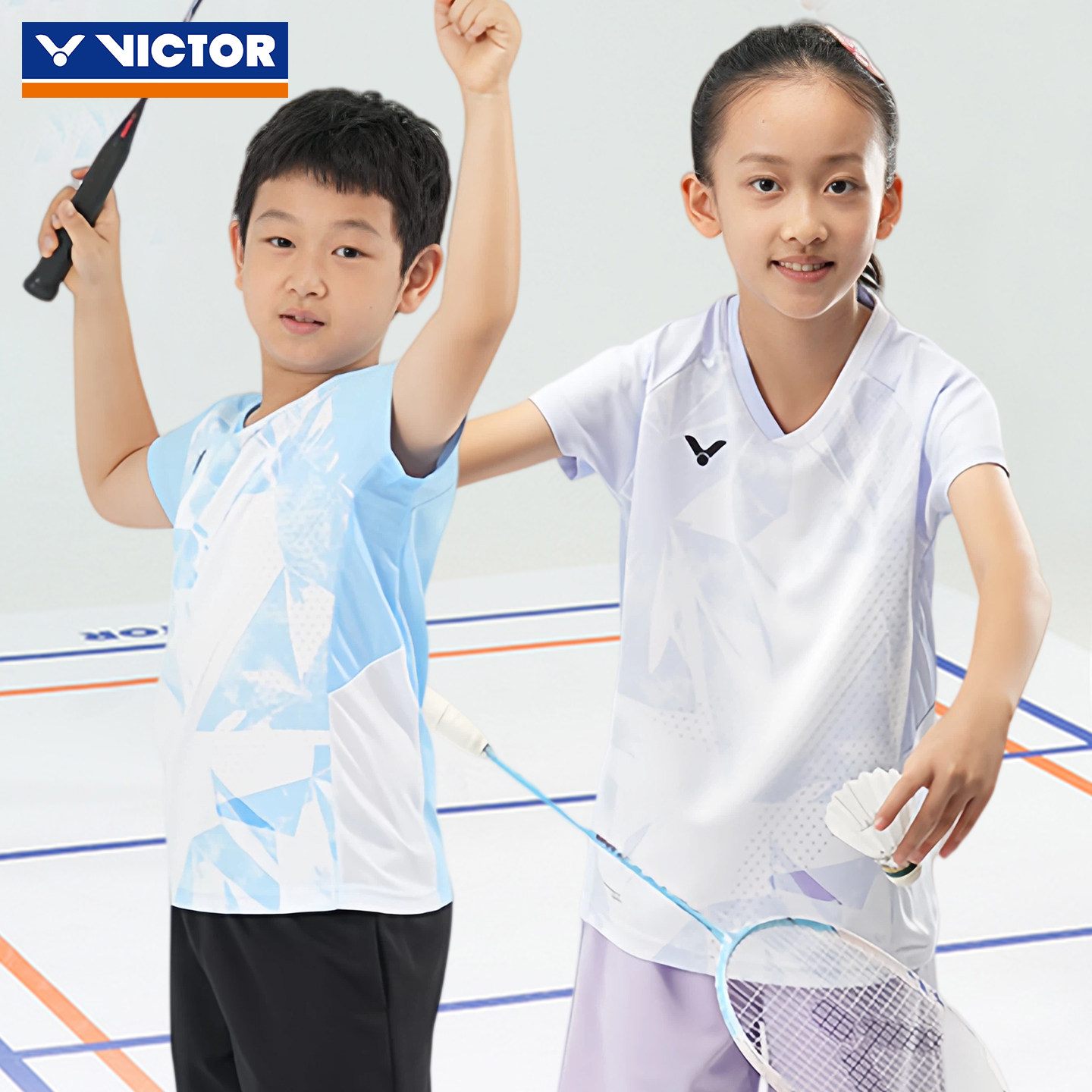 VICTOR胜利羽毛球服威克多吸湿排汗儿童款针织运动短袖T恤T-
