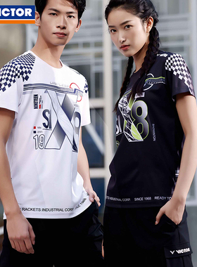 victor威克多胜利羽毛球服2024新款中性运动透气针织T恤T-40043