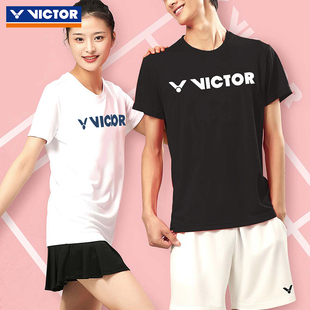 victor胜利羽毛球服男女款 短袖 速干运动T恤 比赛训练服威克多夏季