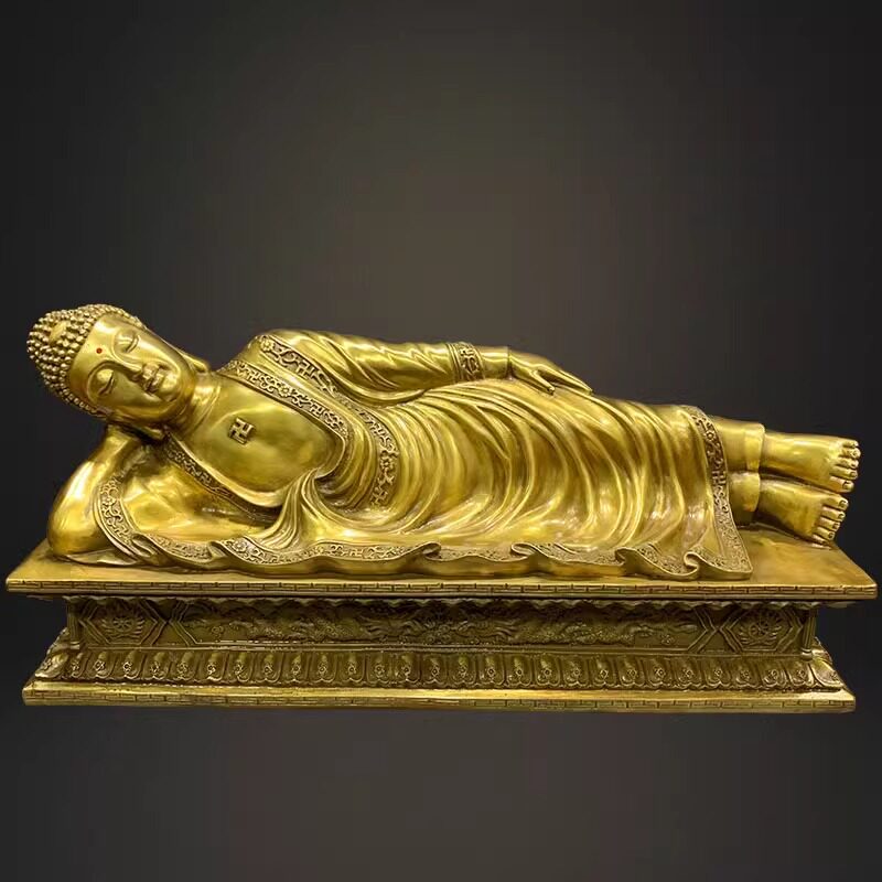 善缘堂 黄铜卧佛像佛祖释迦摩尼佛卧如来铜像家用工艺品客厅摆件
