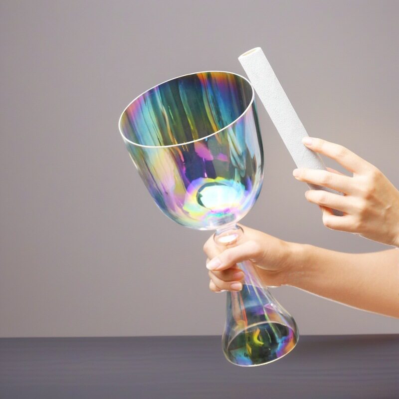 透明佛像七彩水晶圣杯/冥想声疗瑜伽便携钵音乐碗水晶颂钵