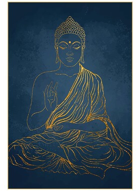 释迦牟尼佛画像装饰画佛堂挂画唐卡壁画菩萨观音禅意画供奉佛龛画