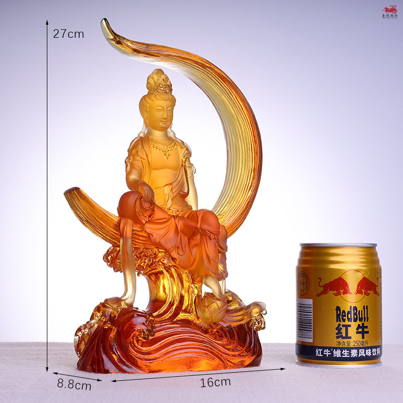 27cm琉璃水月观音菩萨佛像寺庙佛堂家居供奉摆件琉璃家用佛具