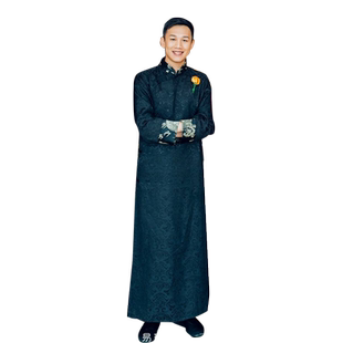 中式婚礼伴郎服兄弟装男士长衫结婚中国风张效诚同款礼服马褂长袍