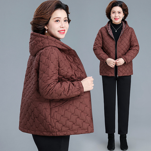 中年妈妈秋冬装羽绒棉服大码夹棉轻薄棉袄中老年人女款冬棉衣外套