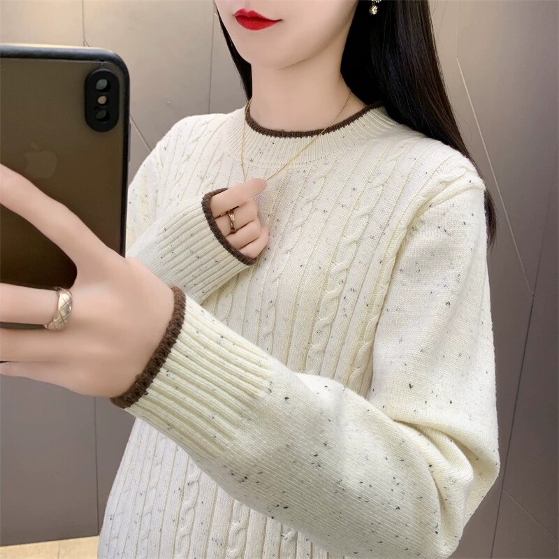 女士高档毛衣2025新款半高领麻花