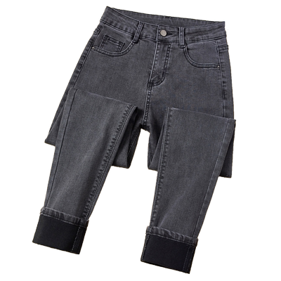 美舒儿高腰小脚牛仔裤女修身显瘦