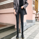 烟灰色加绒牛仔裤 子潮 显瘦黑色紧身小脚裤 女2025新款 高腰秋冬修身