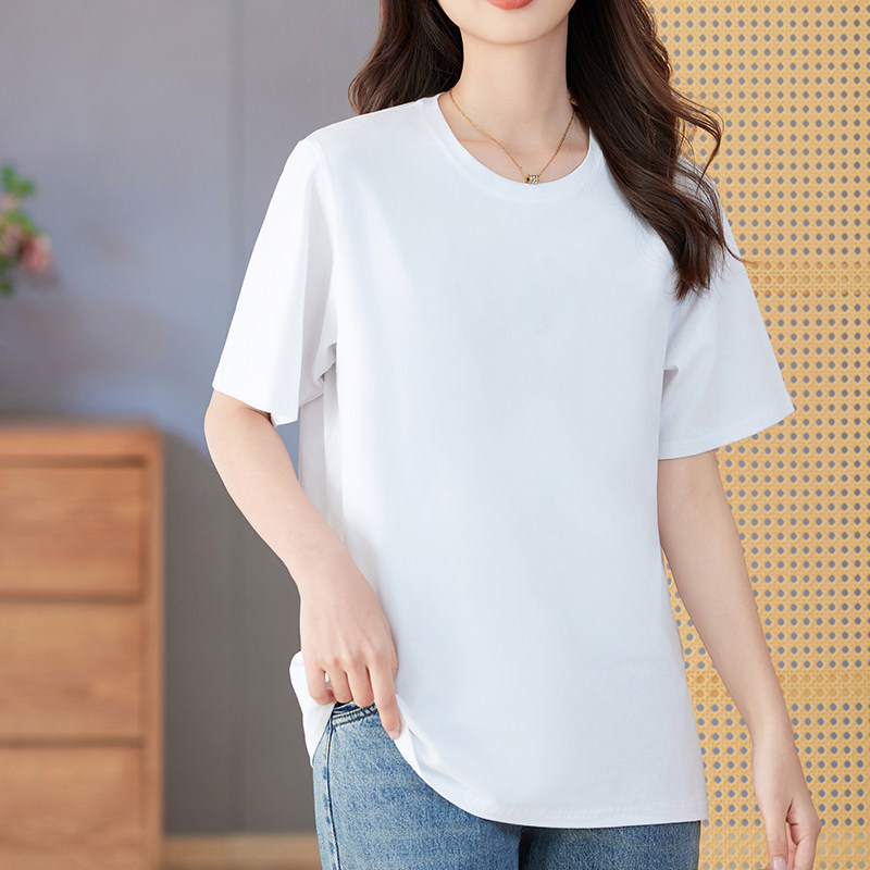 妮丝轩纺t恤女夏季2026新款宽松短袖上衣时尚休闲显瘦遮肚子体恤