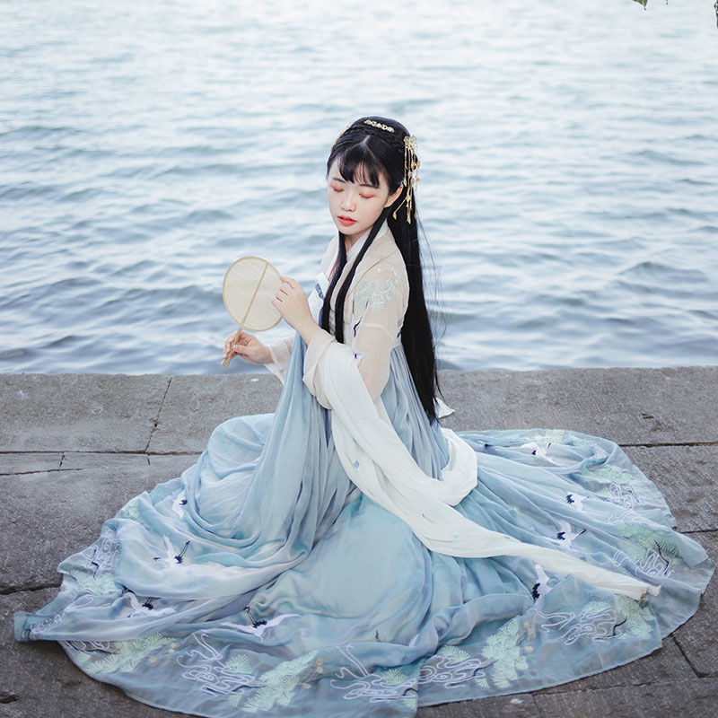 逍遥客兰若庭汉服女中国风宋制改良襦裙仙气白菜古装原创春夏季_虎窝淘