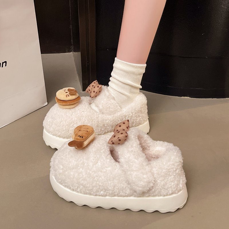 卡通可爱猫咪厚底毛绒绒鞋女冬季