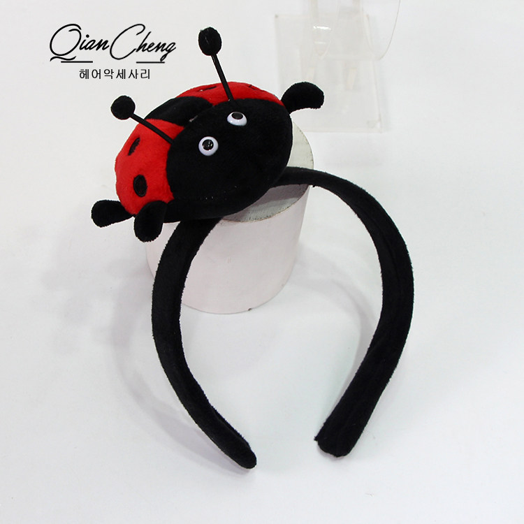 七星瓢虫发箍可爱毛绒卡通头饰触角大瓢虫萌萌哒发饰表演昆虫发卡