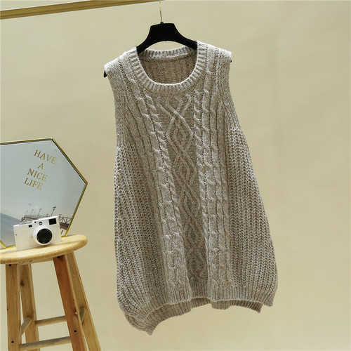 针织裙马甲中长款学院风套头圆领