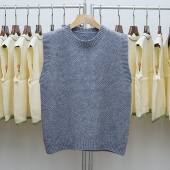 341极简风圆领针织马甲女2025秋冬新款 显瘦百搭无袖 毛衣背心上衣