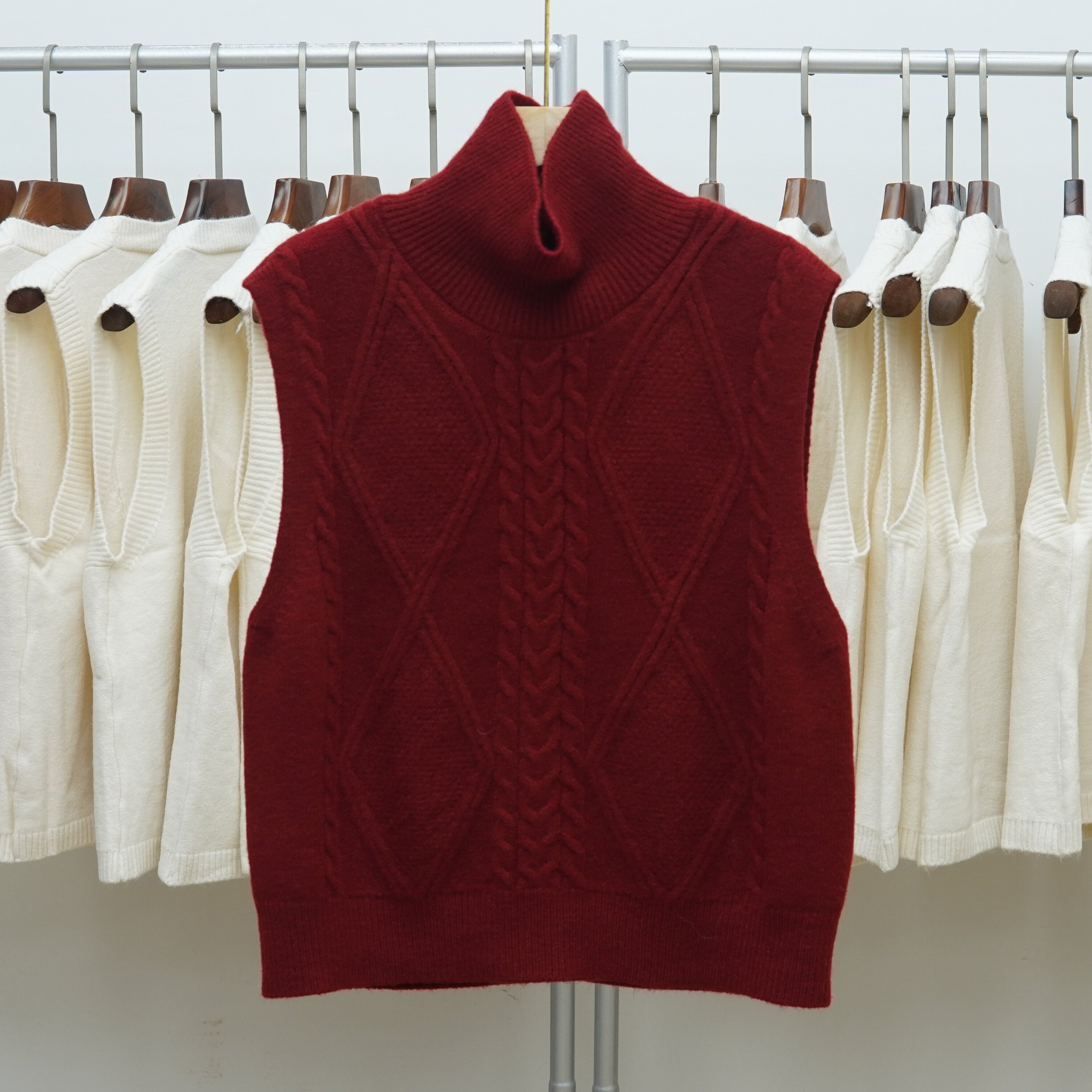 高领叠穿针织开衫马甲女2025新款无袖百搭两面穿大码加厚毛衣背心