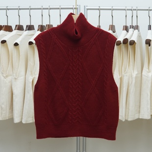 高领叠穿针织开衫马甲女2025新款无袖百搭两面穿大码加厚毛衣背心