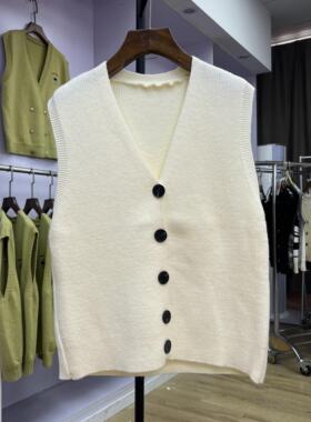 698 叠穿小众针织马甲女装V领宽松百搭休闲2024春季新款外搭马夹