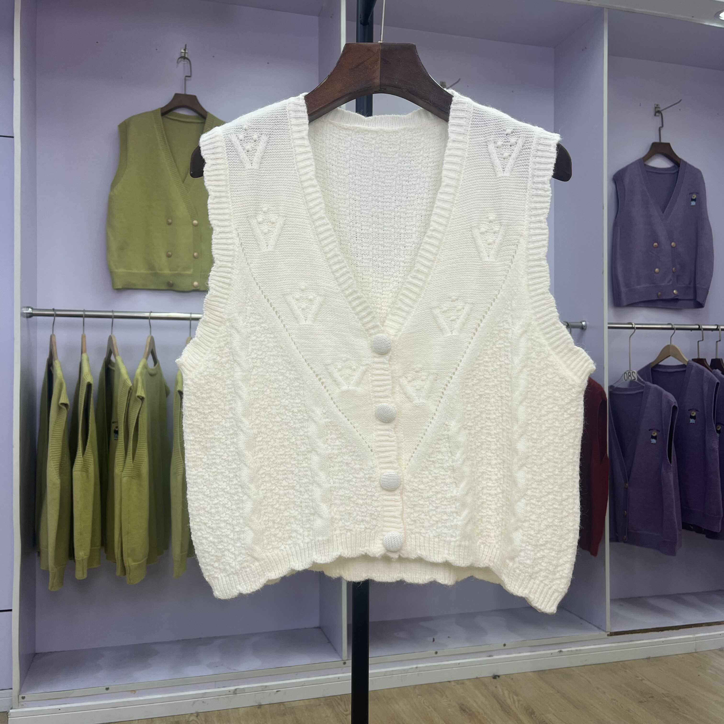 132 新款叠穿马甲背心女春秋毛衣外套外穿坎肩针织开衫马夹