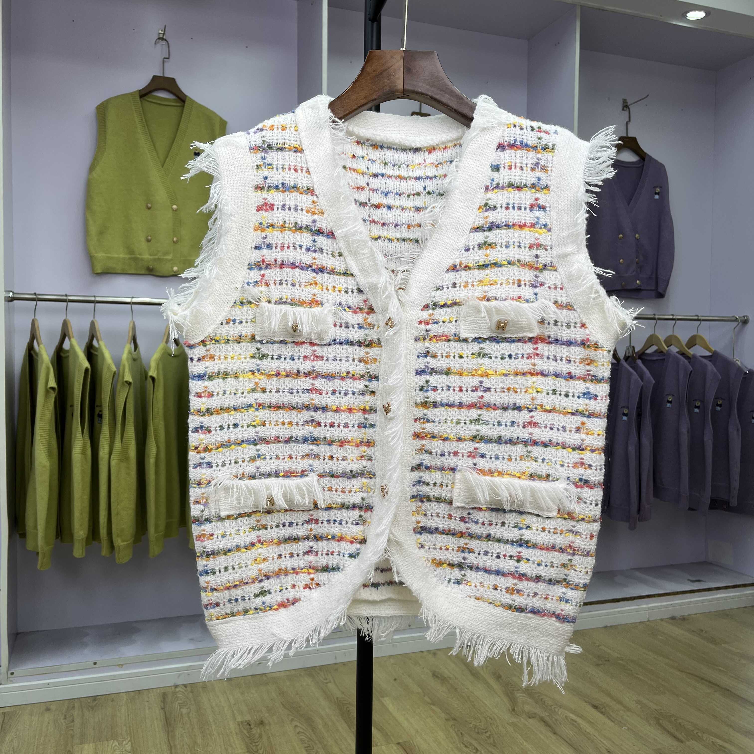 针织背心马甲小香开衫V领