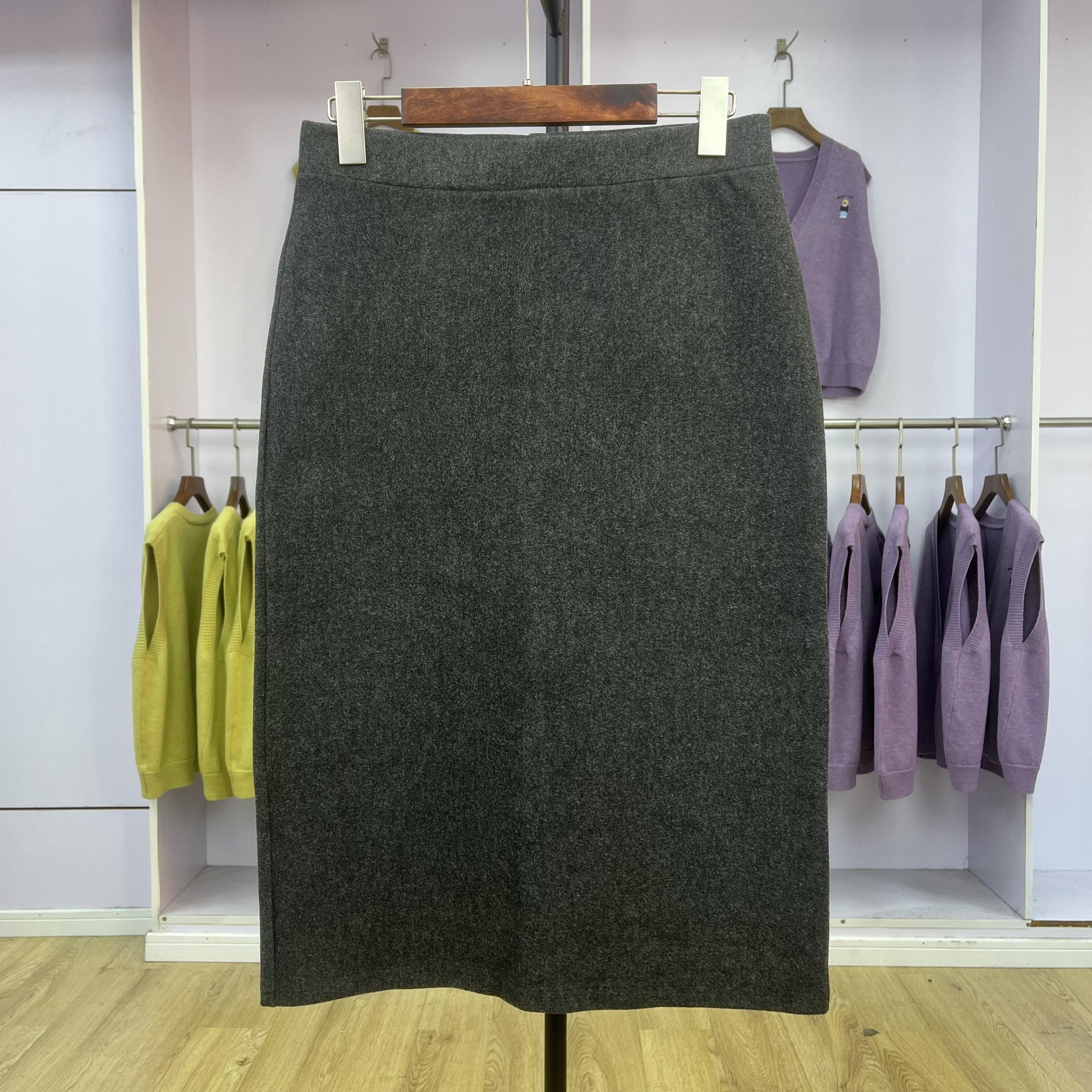 895针织半身裙女2024秋冬新款高腰显瘦中长款a字包臀裙一步裙子