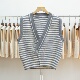 751复古学院风条纹针织马甲背心秋季 外穿坎肩毛衣外套女叠穿开衫