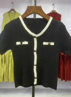 139 小个子女装2025夏装新款短款短袖T恤小香风圆领薄款气质上衣