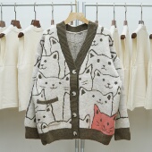 加厚针织开衫 900 毛衣女2025新款 韩版 宽松慵懒风外套 大码 801