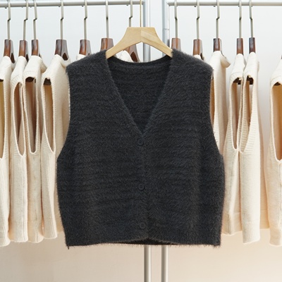 纯色开衫背心毛衣休闲坎肩