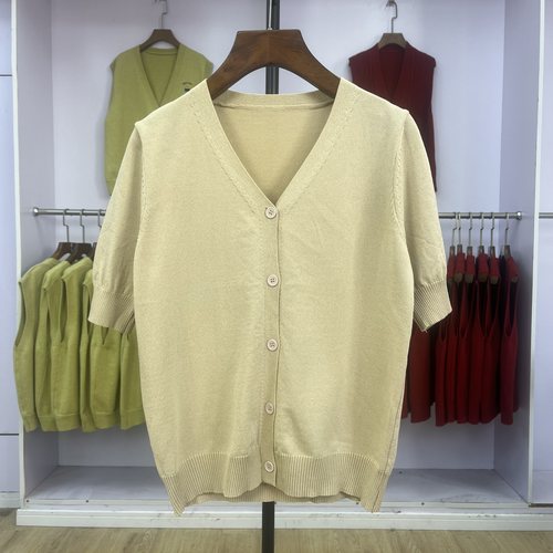 纯色针织衫短袖T恤女2025