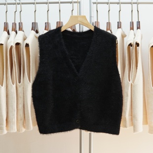 626 针织马甲女2025秋季纯色开衫背心毛衣休闲坎肩修身外搭上衣