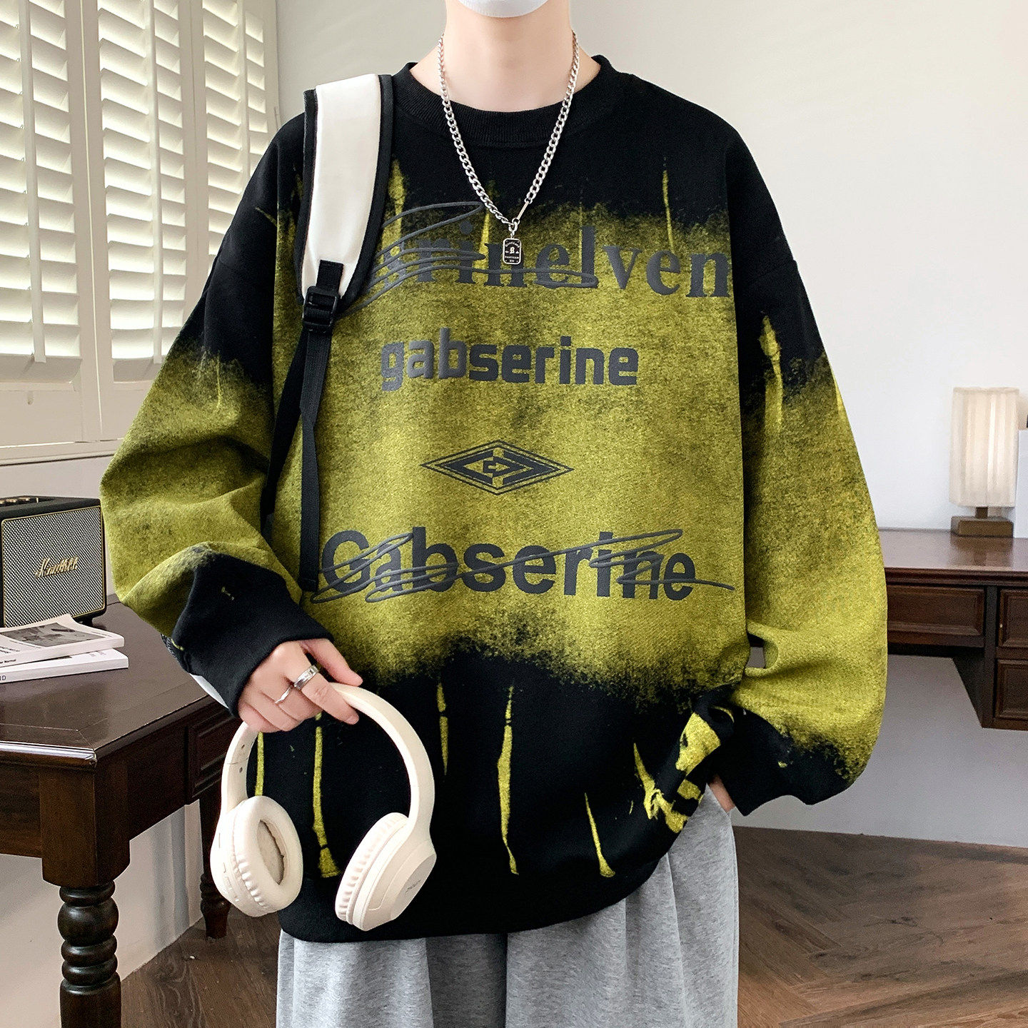 美式撞色厚棉T男春秋款青少年潮流渐层长袖T恤宽松圆领男款打底衫,男装,卫衣,淘宝优惠券,粉丝福利购,淘宝优惠卷