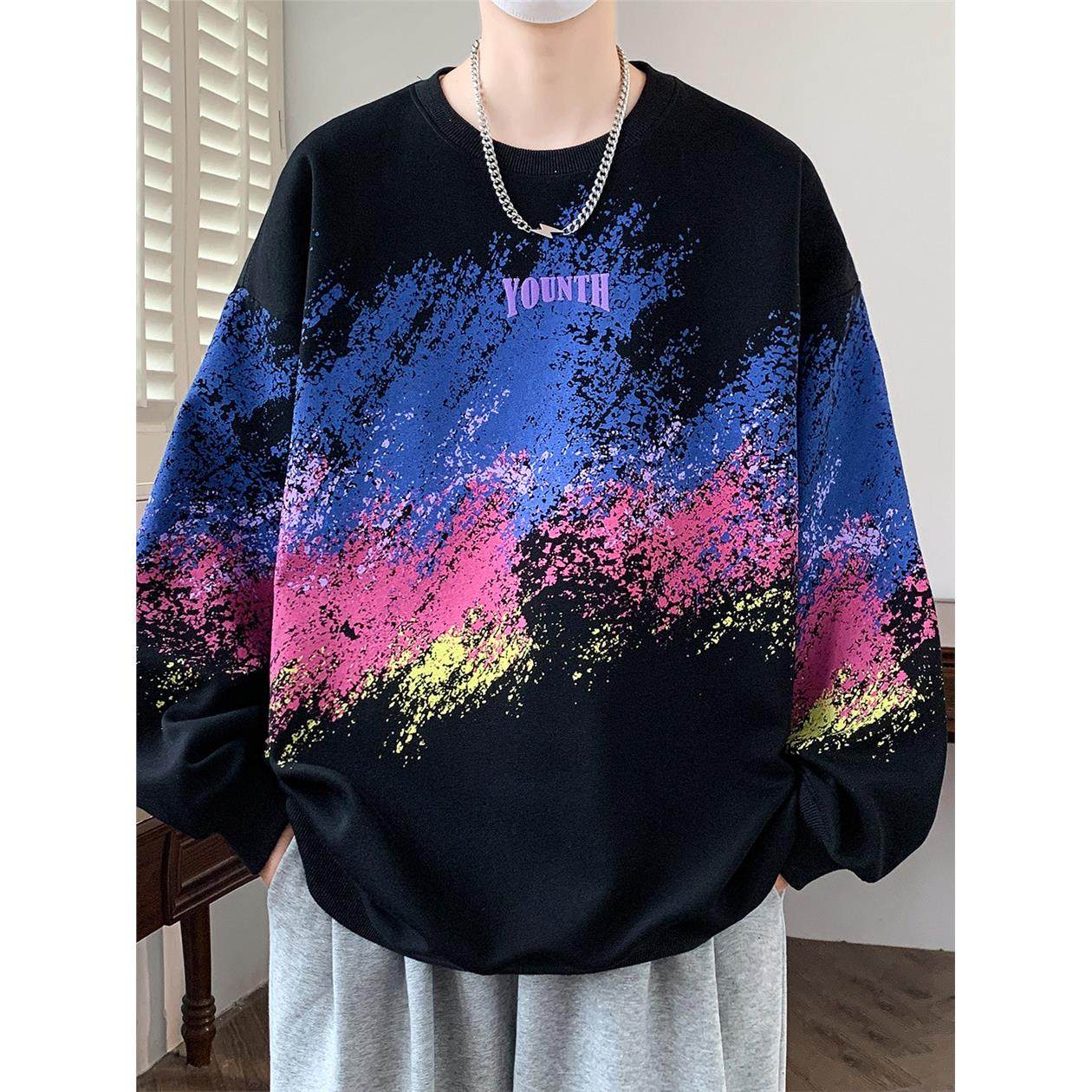 渐变色卫衣男款春秋季潮牌青少年初高中学生痞帅气圆领长袖T恤男,男装,卫衣,淘宝优惠券,粉丝福利购,淘宝优惠卷