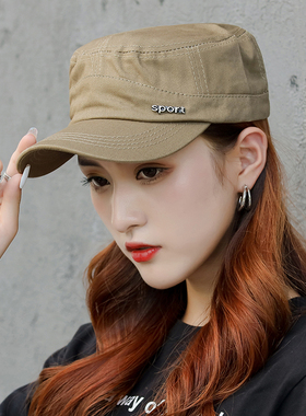 帽子平顶帽秋天韩版潮棒球帽遮阳帽休闲女士卡其色秋季新款鸭舌帽