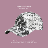 鸭舌帽男秋天韩版 遮阳帽 棒球帽ins潮牌帽子女涂鸦学生黑白色秋季