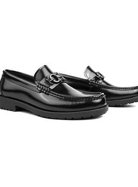 PLANET SUNNY新款男士乐福鞋豆豆鞋商务休闲皮鞋男鞋黑色舒适百搭