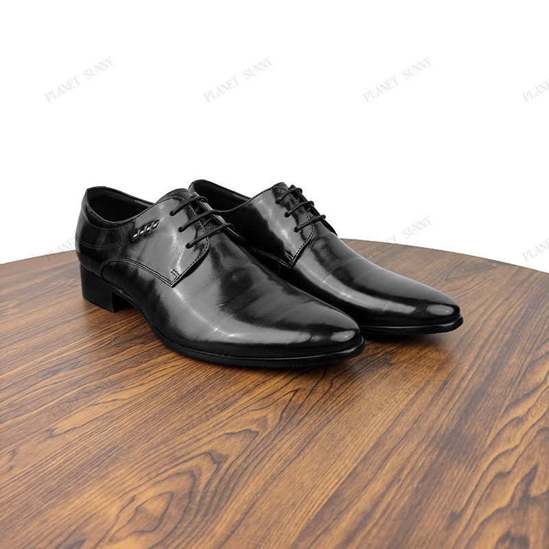 PLANET SUNNY新款商务风男士黑色尖头德比鞋真皮系带耐磨正装皮鞋,流行男鞋,正装皮鞋,淘宝优惠券,粉丝福利购,淘宝优惠卷