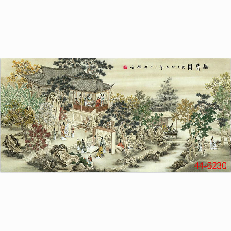 中式国画人物画字画客厅餐厅沙发背景墙装饰画挂画文人墨客集雅图