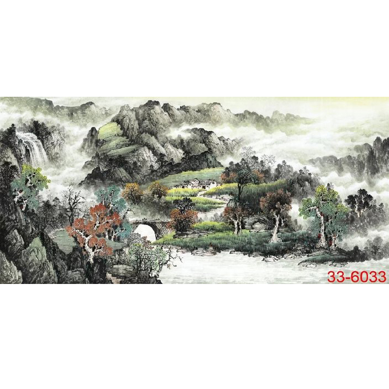 国画田园山水画小桥流水字画客厅办公室酒店茶楼装饰画d-60d