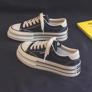 休闲运动板鞋 人本厚底帆布鞋 42女大码 小白鞋 女41一43百搭潮流韩版