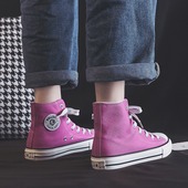 学生小白鞋 环球帆布鞋 休闲鞋 网红高帮ins板鞋 女春秋百搭潮鞋 韩版