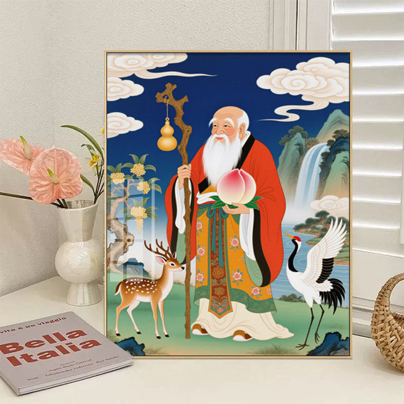 寿星老人新款十字绣套件中国风图案客厅装饰钻石画手工DIY十字绣