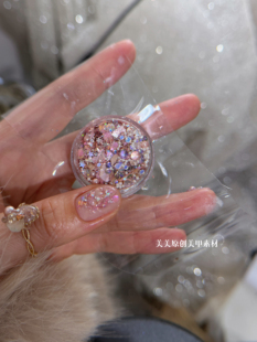 美美原创美甲素材新年加更多元高贵感混合美甲闪粉亮片小福星粉色