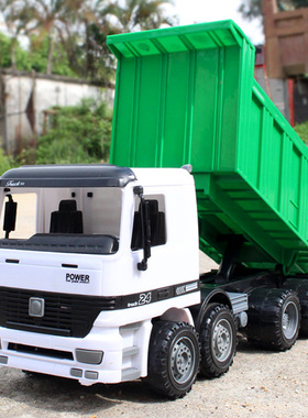 大号耐摔惯性翻斗车自卸卡车货车工程车男孩儿童玩具绿色益智模型