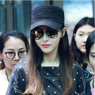2022新款可调节女帽 黑色平顶帽 唐嫣同款小头围帽子春夏女帽休闲