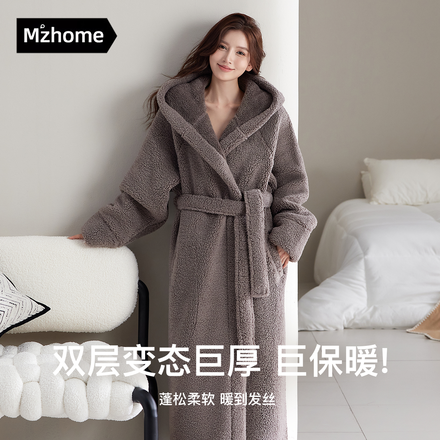 睡袍女士秋冬季2025新款加绒加厚珊瑚绒长款巨保暖浴袍家居服睡衣