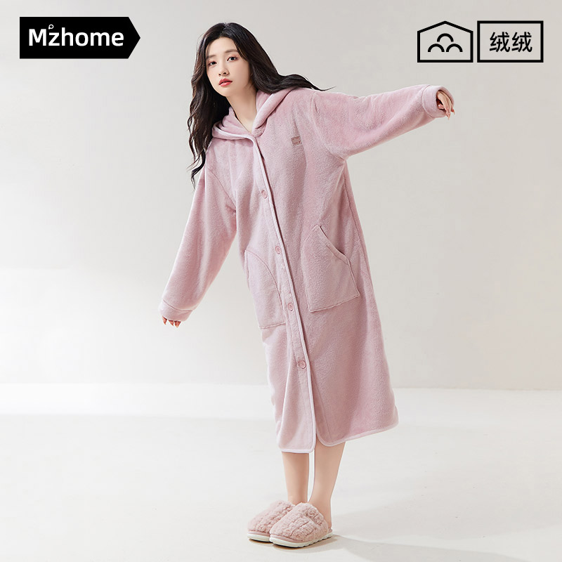 睡袍女秋冬季长袍加厚加绒冬天珊瑚绒睡衣秋冬款家居服2025新款