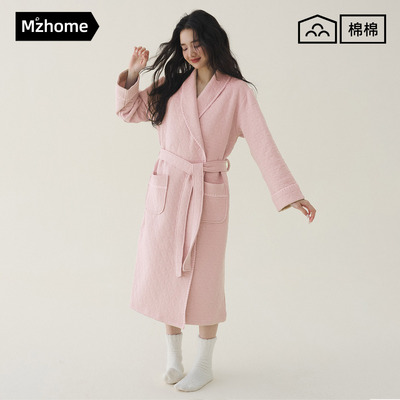 浴袍女空气层夹棉睡袍秋冬款中长款加厚浴袍洗完澡穿的2025年新款